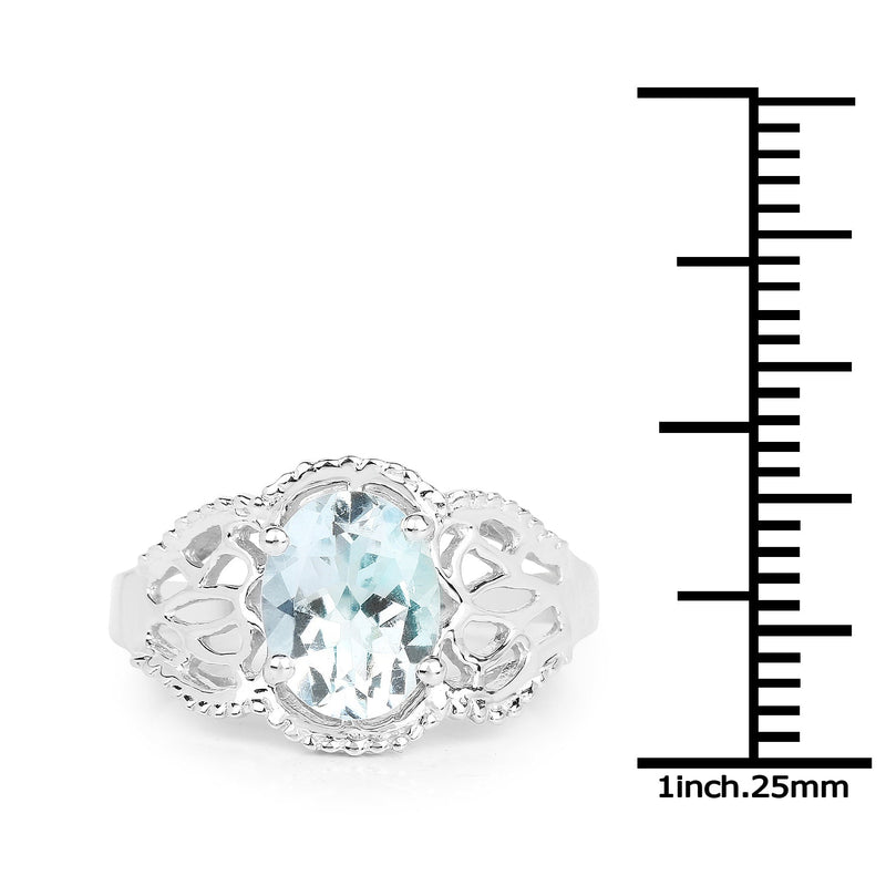 Bids.com 1.50 Carat Genuine Aquamarine .925 Sterling Silver Ring Rings