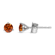 Bids.com 14K White Gold 1/2 Cttw Lab-Grown Round Brilliant-Cut Orange Diamond Classic 3-Prong Martini set Stud Earrings (Orange Color, VS1-VS2 Clarity) Earrings