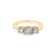 Bids.com 10K Yellow Gold 1/2 Cttw Miracle Set Round Diamond Three Stone Illusion Plate Ring (I-J Color, I2-I3 Clarity) - Size 7 Rings