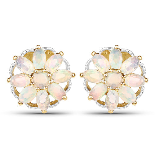 Bids.com 14K Yellow Gold Plated 2.70 Carat Genuine Ethiopian Opal .925 Sterling Silver Earrings Earrings