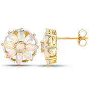 Bids.com 14K Yellow Gold Plated 2.70 Carat Genuine Ethiopian Opal .925 Sterling Silver Earrings Earrings
