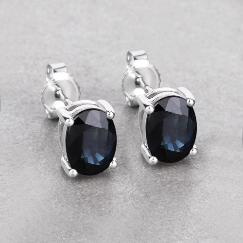 Bids.com 1.90 Carat Genuine Blue Sapphire 10K White Gold Earrings Earrings