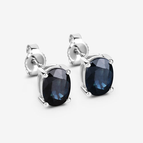 Bids.com 1.90 Carat Genuine Blue Sapphire 10K White Gold Earrings Earrings