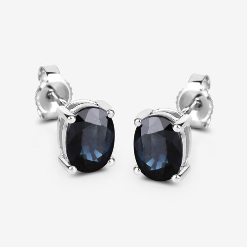 Bids.com 1.90 Carat Genuine Blue Sapphire 10K White Gold Earrings Earrings