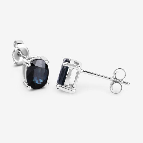 Bids.com 1.90 Carat Genuine Blue Sapphire 10K White Gold Earrings Earrings