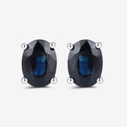Bids.com 1.90 Carat Genuine Blue Sapphire 10K White Gold Earrings Earrings