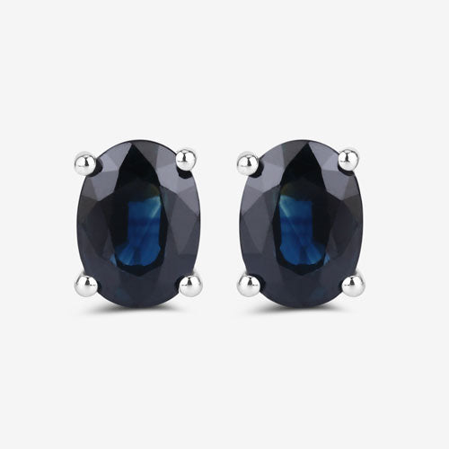 Bids.com 1.90 Carat Genuine Blue Sapphire 10K White Gold Earrings Earrings