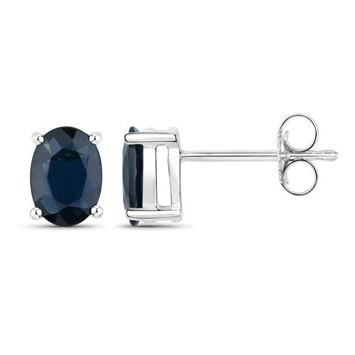 Bids.com 1.90 Carat Genuine Blue Sapphire 10K White Gold Earrings Earrings