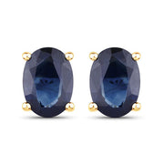Bids.com 1.90 Carat Genuine Blue Sapphire 10K Yellow Gold Earrings Earrings