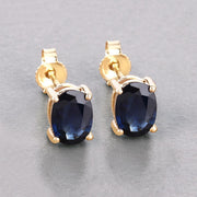 Bids.com 1.90 Carat Genuine Blue Sapphire 10K Yellow Gold Earrings Earrings