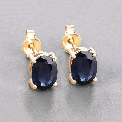Bids.com 1.90 Carat Genuine Blue Sapphire 10K Yellow Gold Earrings Earrings