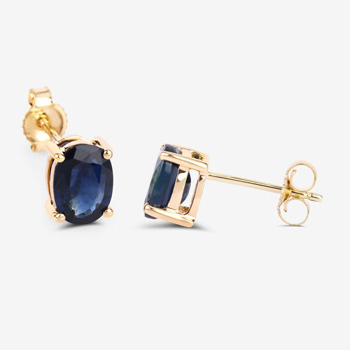 Bids.com 1.90 Carat Genuine Blue Sapphire 10K Yellow Gold Earrings Earrings