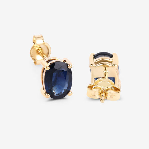 Bids.com 1.90 Carat Genuine Blue Sapphire 10K Yellow Gold Earrings Earrings