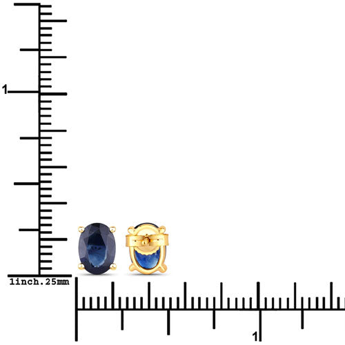 Bids.com 1.90 Carat Genuine Blue Sapphire 10K Yellow Gold Earrings Earrings