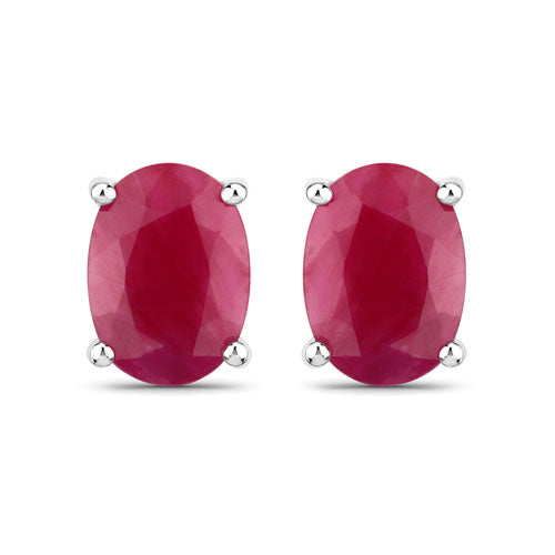 Bids.com 1.70 Carat Genuine Ruby 10K White Gold Earrings Earrings