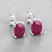 Bids.com 1.70 Carat Genuine Ruby 10K White Gold Earrings Earrings