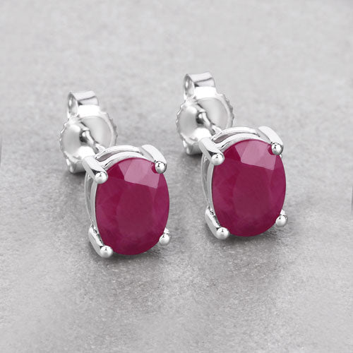 Bids.com 1.70 Carat Genuine Ruby 10K White Gold Earrings Earrings