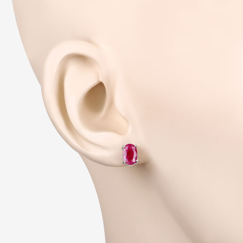 Bids.com 1.70 Carat Genuine Ruby 10K White Gold Earrings Earrings