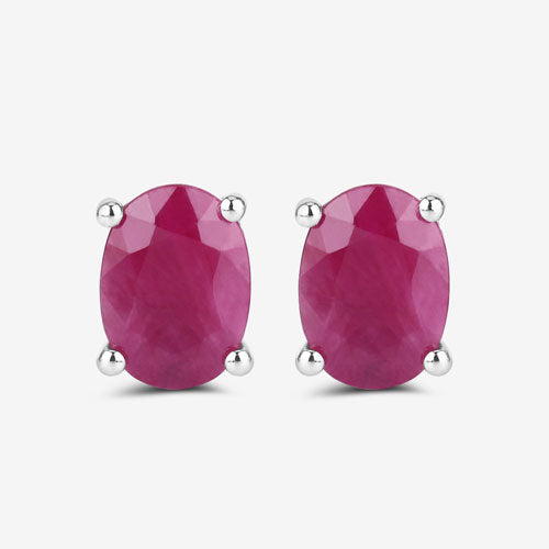 Bids.com 1.70 Carat Genuine Ruby 10K White Gold Earrings Earrings