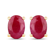 Bids.com 1.70 Carat Genuine Ruby 10K Yellow Gold Earrings Earrings