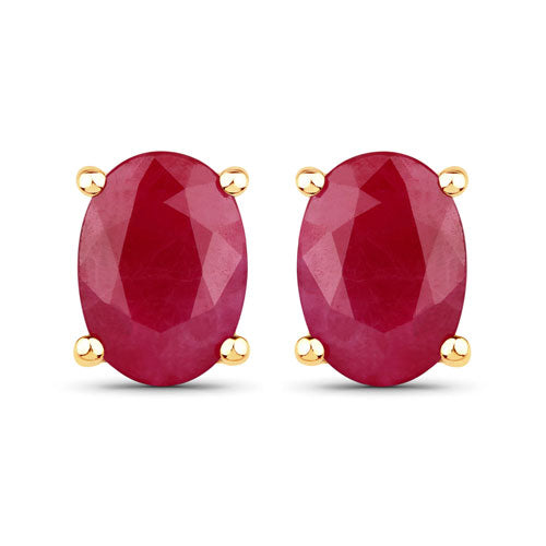 Bids.com 1.70 Carat Genuine Ruby 10K Yellow Gold Earrings Earrings