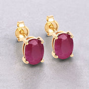 Bids.com 1.70 Carat Genuine Ruby 10K Yellow Gold Earrings Earrings