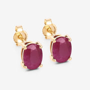 Bids.com 1.70 Carat Genuine Ruby 10K Yellow Gold Earrings Earrings