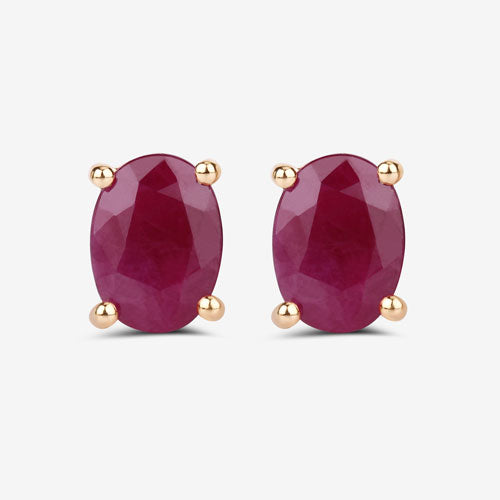 Bids.com 1.70 Carat Genuine Ruby 10K Yellow Gold Earrings Earrings