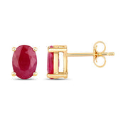 Bids.com 1.70 Carat Genuine Ruby 10K Yellow Gold Earrings Earrings