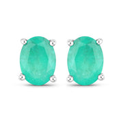 Bids.com 1.44 Carat Genuine Zambian Emerald 10K White Gold Earrings Earrings