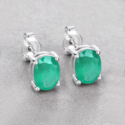 Bids.com 1.44 Carat Genuine Zambian Emerald 10K White Gold Earrings Earrings