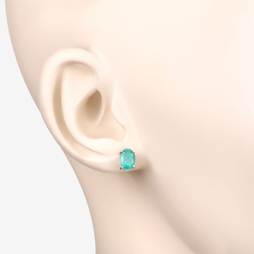 Bids.com 1.44 Carat Genuine Zambian Emerald 10K White Gold Earrings Earrings