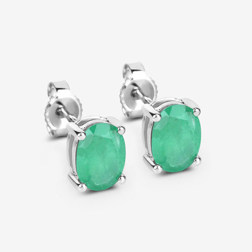 Bids.com 1.44 Carat Genuine Zambian Emerald 10K White Gold Earrings Earrings