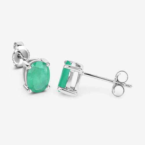 Bids.com 1.44 Carat Genuine Zambian Emerald 10K White Gold Earrings Earrings