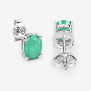 Bids.com 1.44 Carat Genuine Zambian Emerald 10K White Gold Earrings Earrings