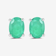 Bids.com 1.44 Carat Genuine Zambian Emerald 10K White Gold Earrings Earrings