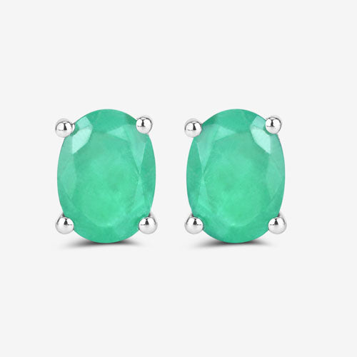 Bids.com 1.44 Carat Genuine Zambian Emerald 10K White Gold Earrings Earrings