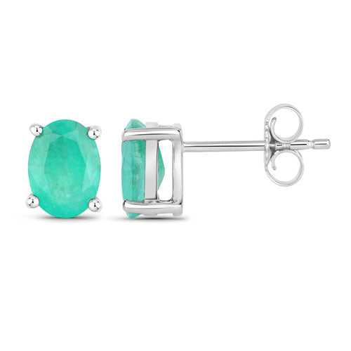 Bids.com 1.44 Carat Genuine Zambian Emerald 10K White Gold Earrings Earrings