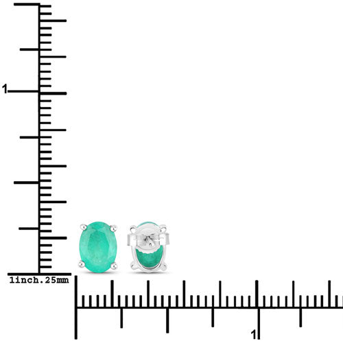 Bids.com 1.44 Carat Genuine Zambian Emerald 10K White Gold Earrings Earrings