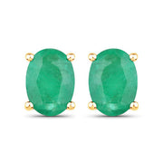 Bids.com 1.44 Carat Genuine Zambian Emerald 10K Yellow Gold Earrings Earrings