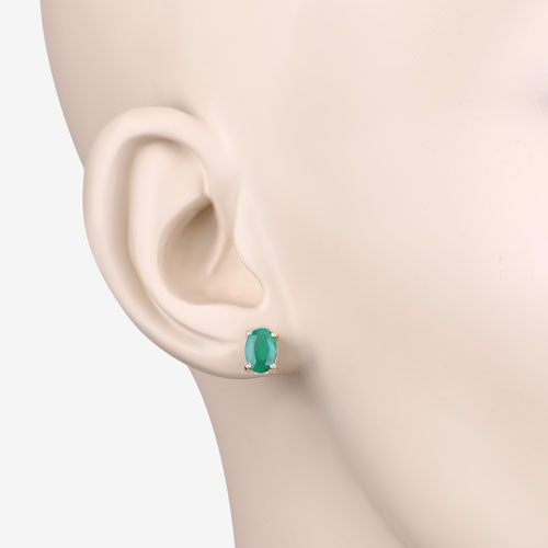 Bids.com 1.44 Carat Genuine Zambian Emerald 10K Yellow Gold Earrings Earrings