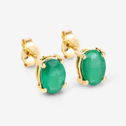 Bids.com 1.44 Carat Genuine Zambian Emerald 10K Yellow Gold Earrings Earrings