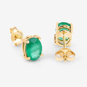 Bids.com 1.44 Carat Genuine Zambian Emerald 10K Yellow Gold Earrings Earrings