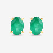 Bids.com 1.44 Carat Genuine Zambian Emerald 10K Yellow Gold Earrings Earrings