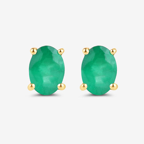 Bids.com 1.44 Carat Genuine Zambian Emerald 10K Yellow Gold Earrings Earrings