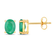 Bids.com 1.44 Carat Genuine Zambian Emerald 10K Yellow Gold Earrings Earrings