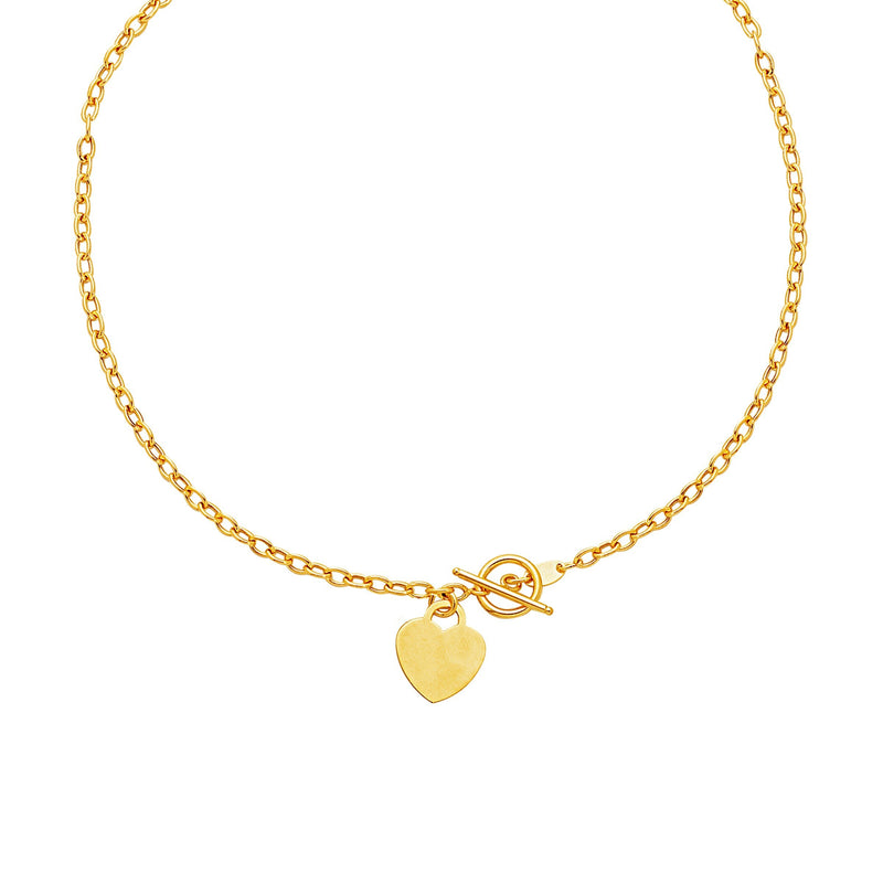 Bids.com Toggle Necklace with Heart Charm in 14k Yellow Gold Necklaces