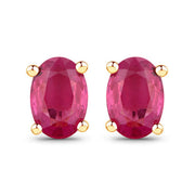 Bids.com 1.04 Carat Genuine Ruby 10K Yellow Gold Earrings Earrings