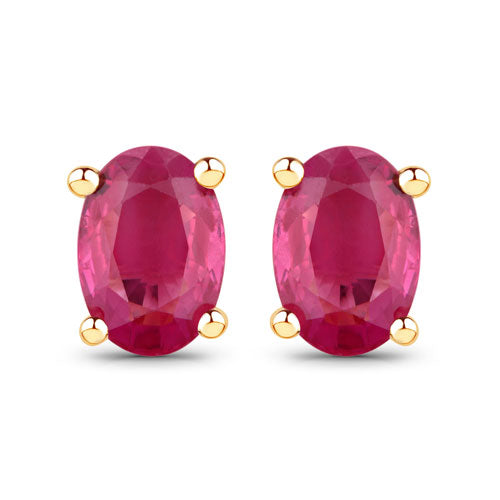 Bids.com 1.04 Carat Genuine Ruby 10K Yellow Gold Earrings Earrings