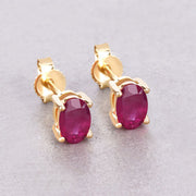 Bids.com 1.04 Carat Genuine Ruby 10K Yellow Gold Earrings Earrings